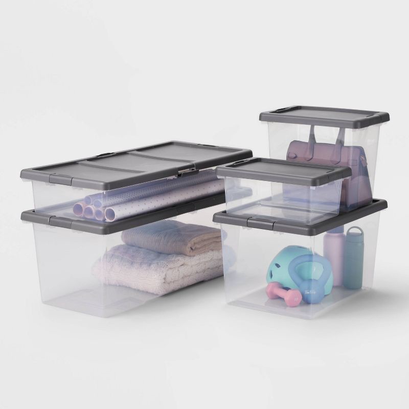 slide 5 of 6, Extra Large Latching Clear Storage Box - Brightroom™: Stackable Utility Tote with Built-In Handles, 100qt Capacity, 100 qt