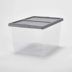 Large Latching Clear Storage Box - Brightroom™: Stackable Utility Tote with Built-In Handles, 69L Capacity