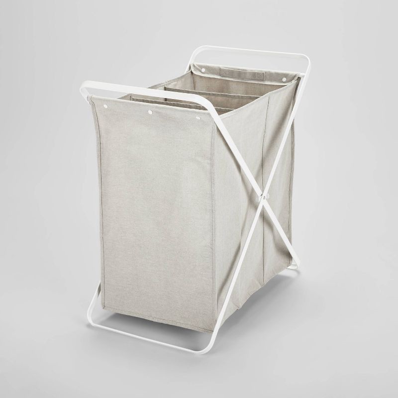 slide 1 of 3, Folding X-Frame Triple Sorter Hamper Matte White - Brightroom™, 1 ct