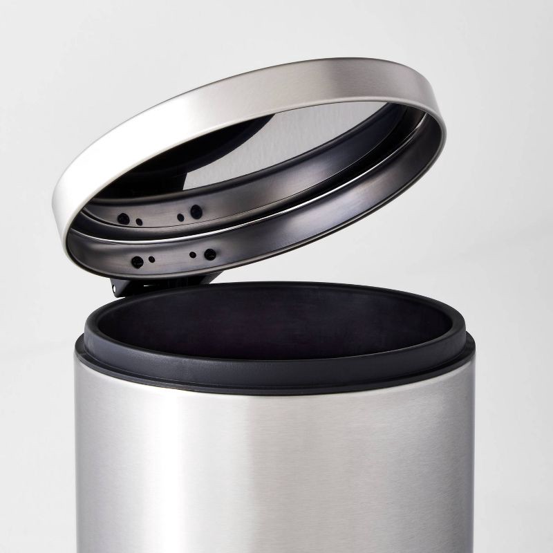 slide 3 of 5, 5L Round Step Trash Can Silver - Brightroom™: Stainless Steel, Bathroom Trash Can with Lid, Indoor Use, 5 liter