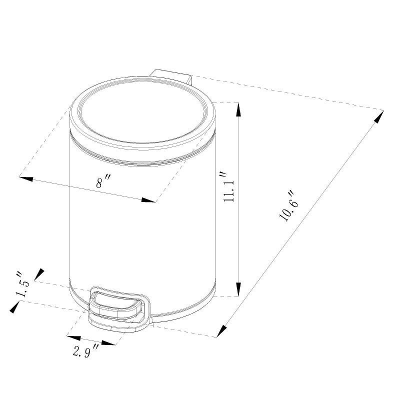 slide 4 of 5, 5L Round Step Trash Can Silver - Brightroom™: Stainless Steel, Bathroom Trash Can with Lid, Indoor Use, 5 liter