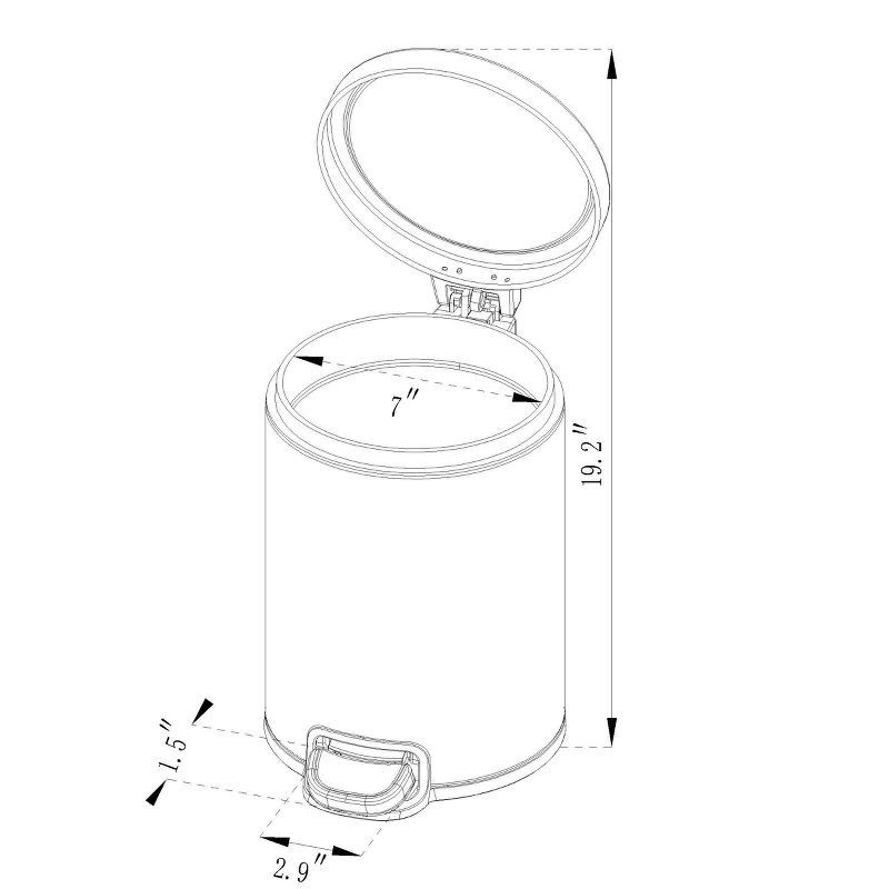 slide 5 of 5, 5L Round Step Trash Can Silver - Brightroom™: Stainless Steel, Bathroom Trash Can with Lid, Indoor Use, 5 liter