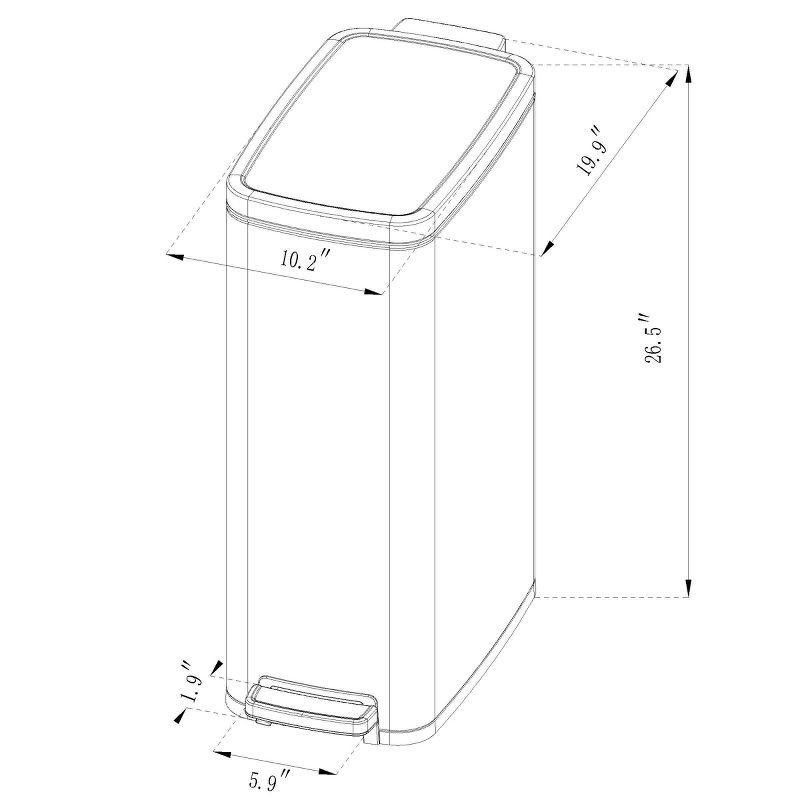 slide 4 of 5, 45L Slim Step Trash Can - Brightroom™: Stainless Steel Kitchen Garbage Can, Indoor, Smooth Finish, Silver, 11.8 Gallon Capacity, 45 liter, 11.8 gal