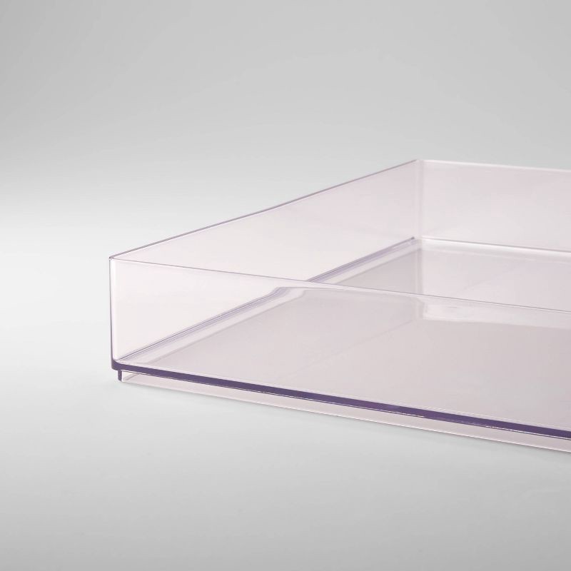 slide 3 of 6, 12'' x 12'' x 2" All Purpose Storage Tray - Brightroom™: Clear Plastic Bathroom Organizer Tray, 1 ct