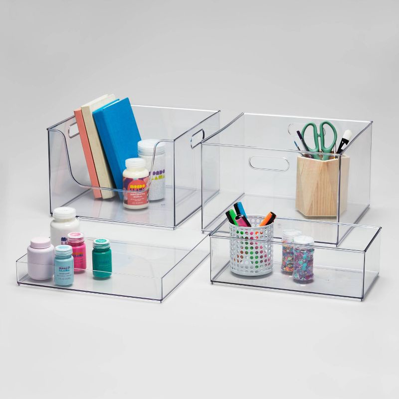 slide 5 of 6, 12'' x 12'' x 2" All Purpose Storage Tray - Brightroom™: Clear Plastic Bathroom Organizer Tray, 1 ct