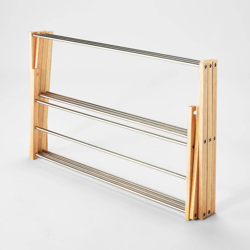 slide 3 of 3, Rubber Wood and Stainless Steel Drying Rack - Brightroom™, 1 ct