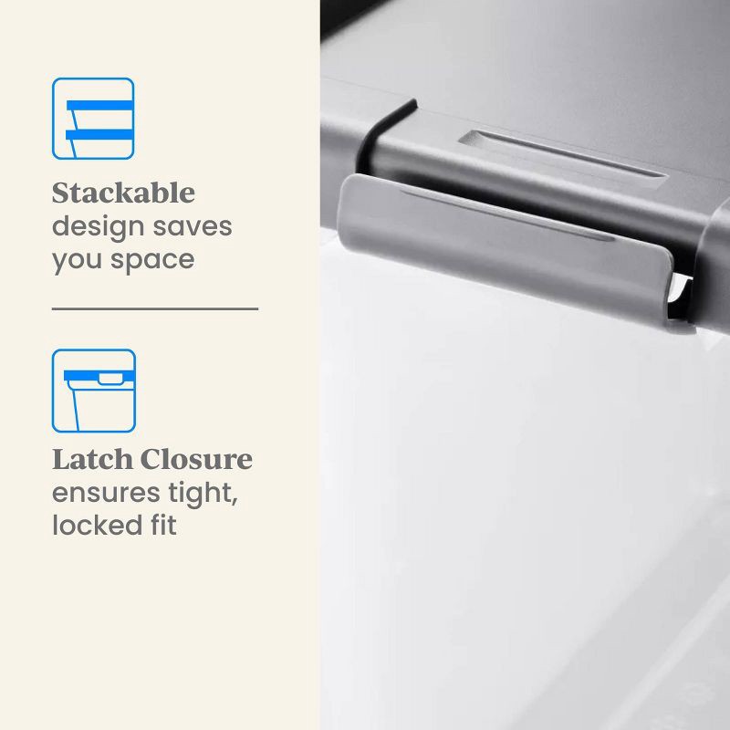 slide 3 of 5, Medium Latching Clear Storage Box - Brightroom™: Stackable Plastic Tote with Built-In Handles, 28L Capacity, Latches, 28 liter
