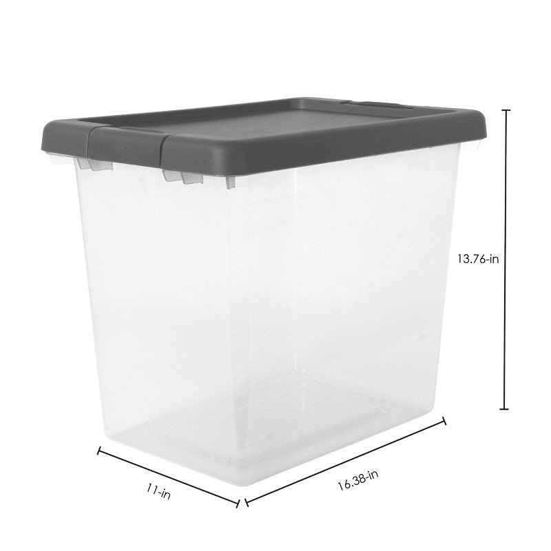 slide 5 of 6, Medium Latching Clear Storage Box - Brightroom™: Stackable Plastic Tote with Built-In Handles, 28L Capacity, Latches, 28 liter