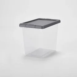 Medium Latching Clear Storage Box - Brightroom™: Stackable Plastic Tote with Built-In Handles, 28L Capacity, Latches