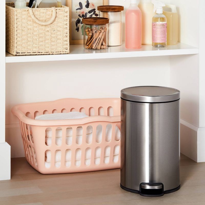 slide 2 of 5, 12L Round Step Trash Can Silver - Brightroom™: Stainless Steel Indoor Bin with Lid, Smooth Finish, 3.1 Gallon Capacity, 12 liter, 3.1 gal
