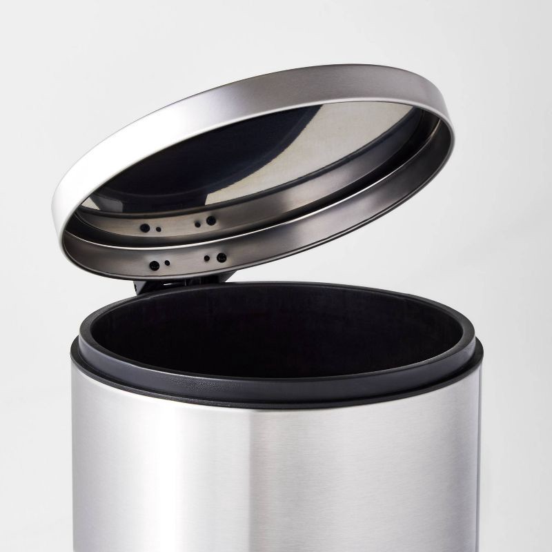 slide 3 of 5, 12L Round Step Trash Can Silver - Brightroom™: Stainless Steel Indoor Bin with Lid, Smooth Finish, 3.1 Gallon Capacity, 12 liter, 3.1 gal