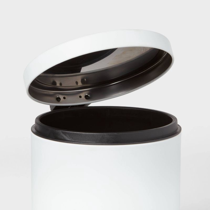 slide 3 of 5, 5L Round Step Trash Can White - Brightroom™: Stainless Steel, Bathroom Trash Can with Lid, Indoor Use, 5 liter