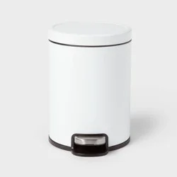 5L Round Step Trash Can White - Brightroom™: Stainless Steel, Bathroom Trash Can with Lid, Indoor Use