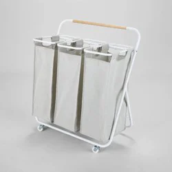 Rolling Triple Sorter - Brightroom™: Multicolor Laundry Hamper with Wheels, Polyester & Steel Frame, 3 Sorter Bags