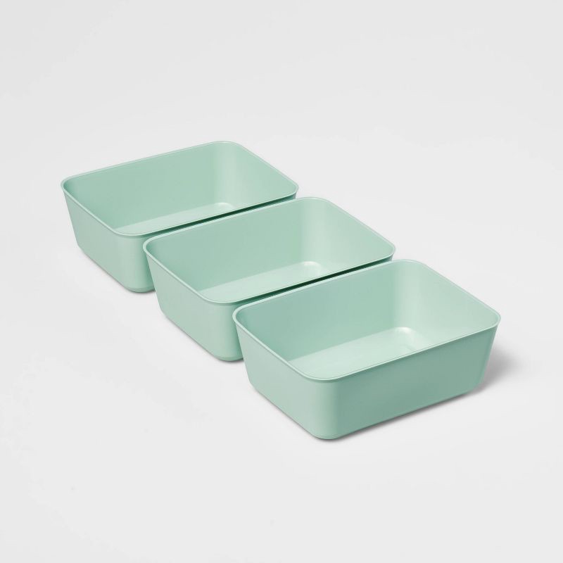 slide 1 of 4, 3pk Medium Storage Trays Daydream Green - Brightroom™, 3 ct