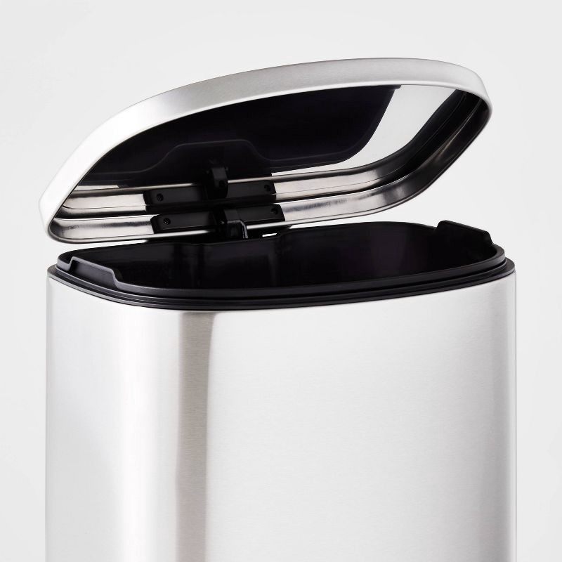 slide 3 of 5, 45L D Shape Step Trash Can - Brightroom™: Stainless Steel, 13 Gallon, Kitchen Garbage Can, Smooth Finish, Indoor Use, 45 liter, 13 gal