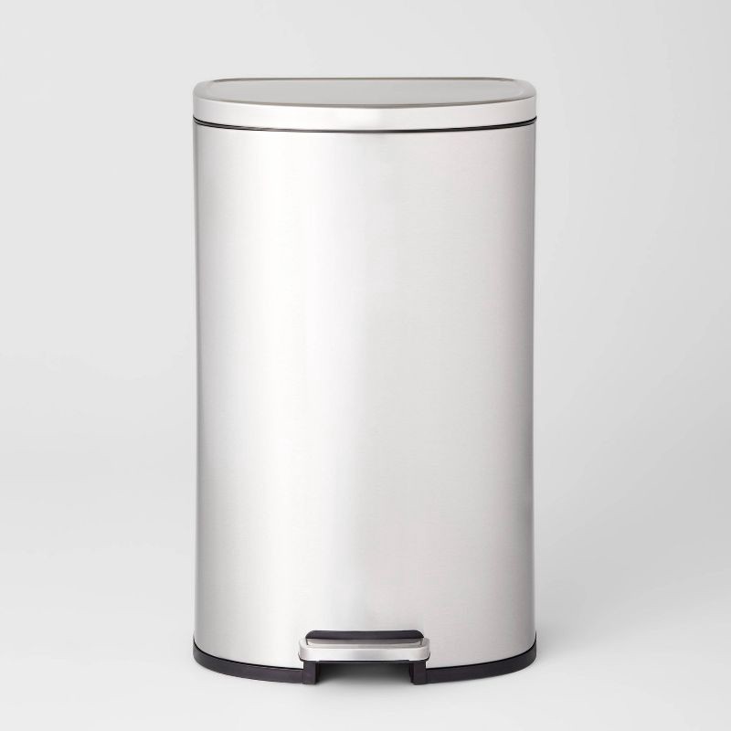 slide 1 of 5, 45L D Shape Step Trash Can - Brightroom™: Stainless Steel, 13 Gallon, Kitchen Garbage Can, Smooth Finish, Indoor Use, 45 liter, 13 gal