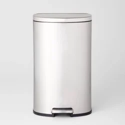 45L D Shape Step Trash Can - Brightroom™: Stainless Steel, 13 Gallon, Kitchen Garbage Can, Smooth Finish, Indoor Use