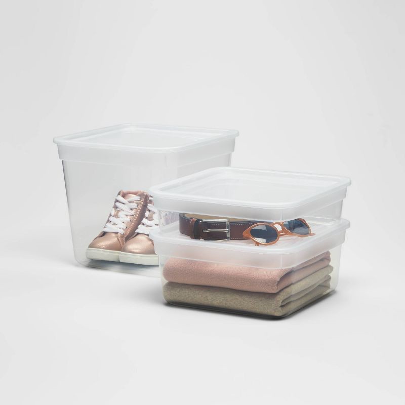 slide 4 of 4, Large Modular Storage Box Clear - Brightroom™: Stackable BPA-Free Utility Tote, 17.5L Capacity, Universal Storage, 1 ct