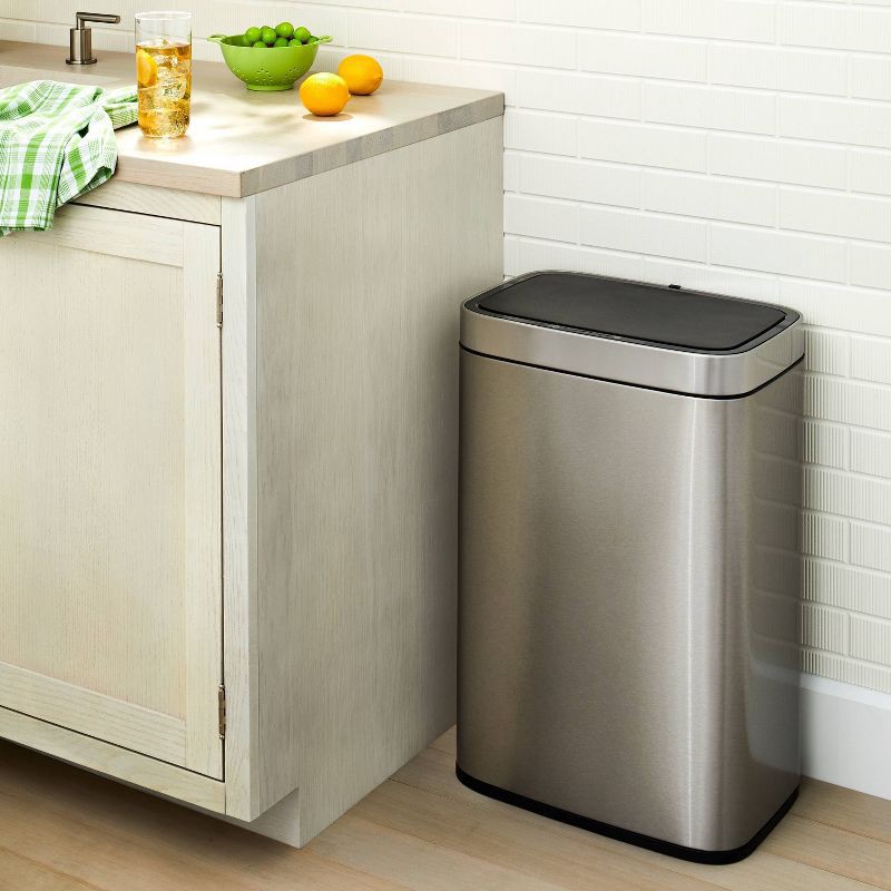 slide 2 of 5, Motion Wastebasket with Liner - Brightroom™: Stainless Steel Touchless Kitchen Trash Can, 11.8 Gallon, Silver, 11.8 gal
