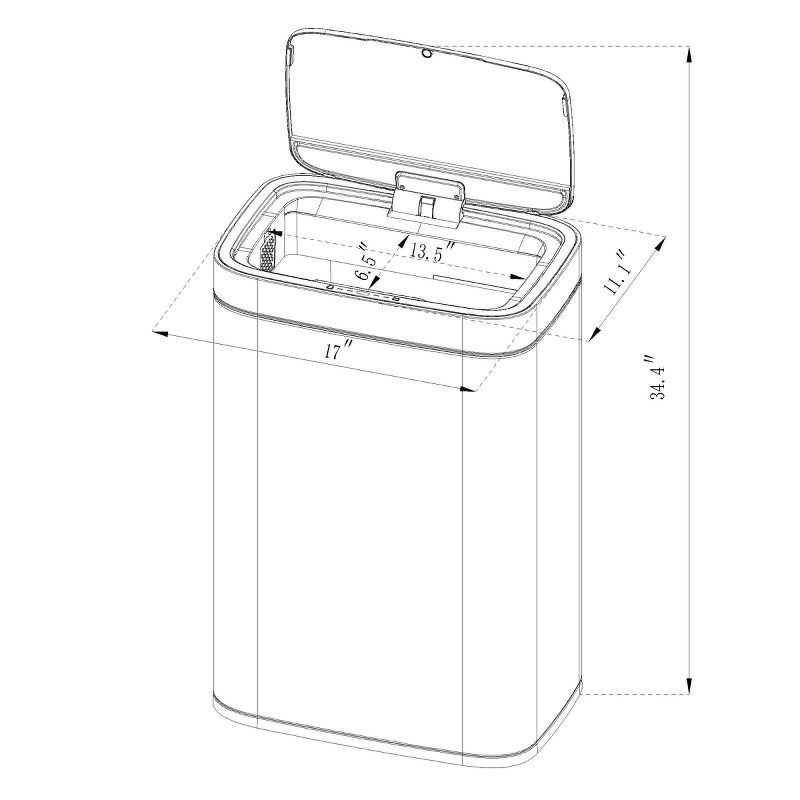 slide 5 of 5, Motion Wastebasket with Liner - Brightroom™: Stainless Steel Touchless Kitchen Trash Can, 11.8 Gallon, Silver, 11.8 gal