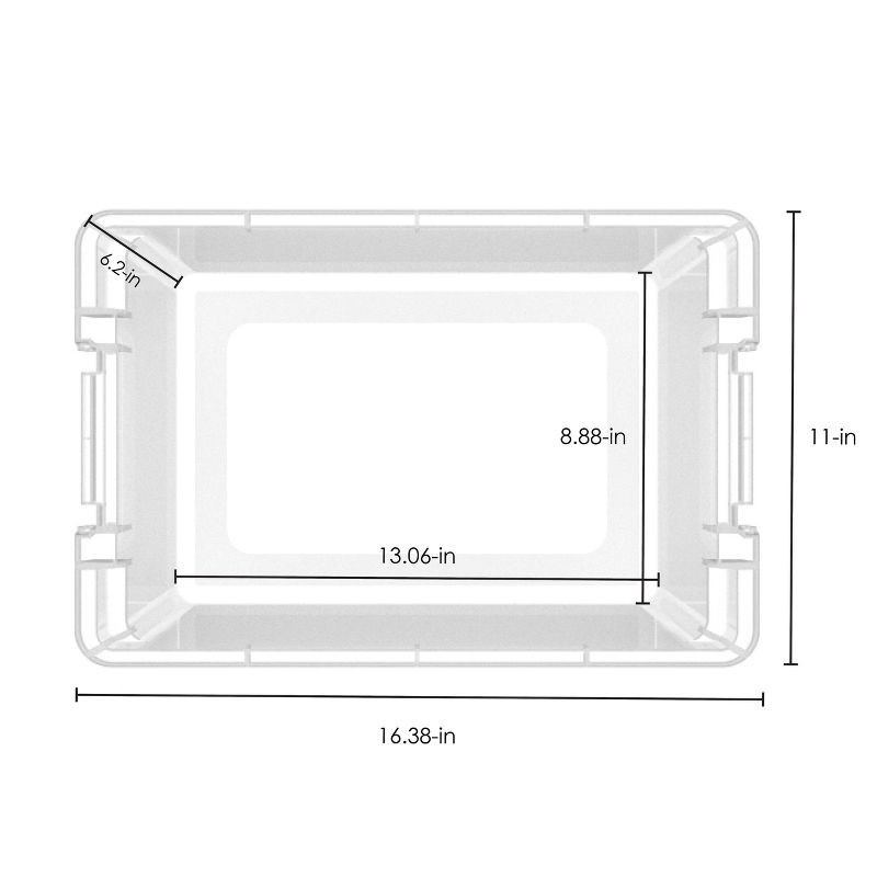 slide 6 of 7, Small Latching Clear Storage Box - Brightroom™: Stackable Plastic Tote with Lid, Built-In Handles, 15L Capacity, 15 liter