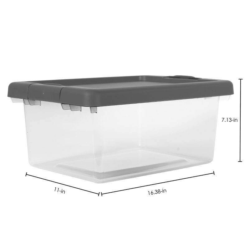 slide 7 of 7, Small Latching Clear Storage Box - Brightroom™: Stackable Plastic Tote with Lid, Built-In Handles, 15L Capacity, 15 liter