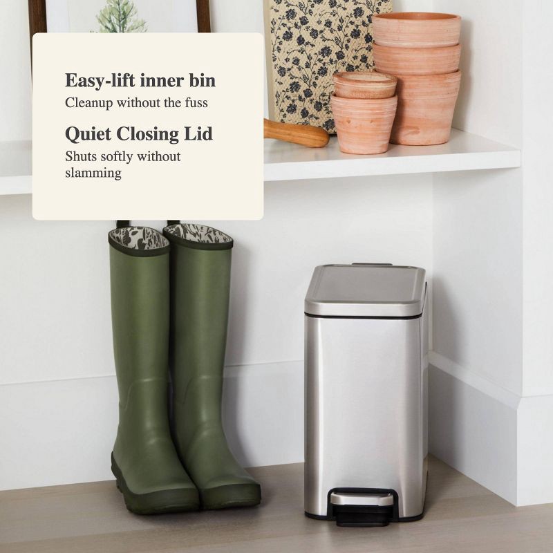 slide 4 of 6, 10L Stainless Slim Step Trash Can Silver - Brightroom™, 10 liter