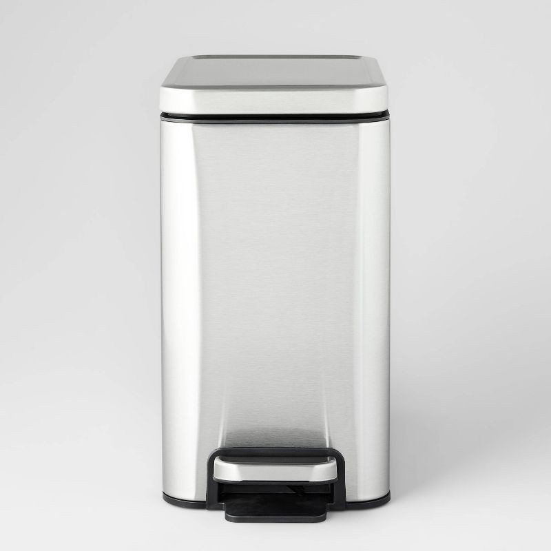 slide 1 of 6, 10L Stainless Slim Step Trash Can Silver - Brightroom™, 10 liter