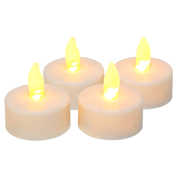 slide 1 of 1, Inglow Flameless Tea Light Candles, White, 4 ct