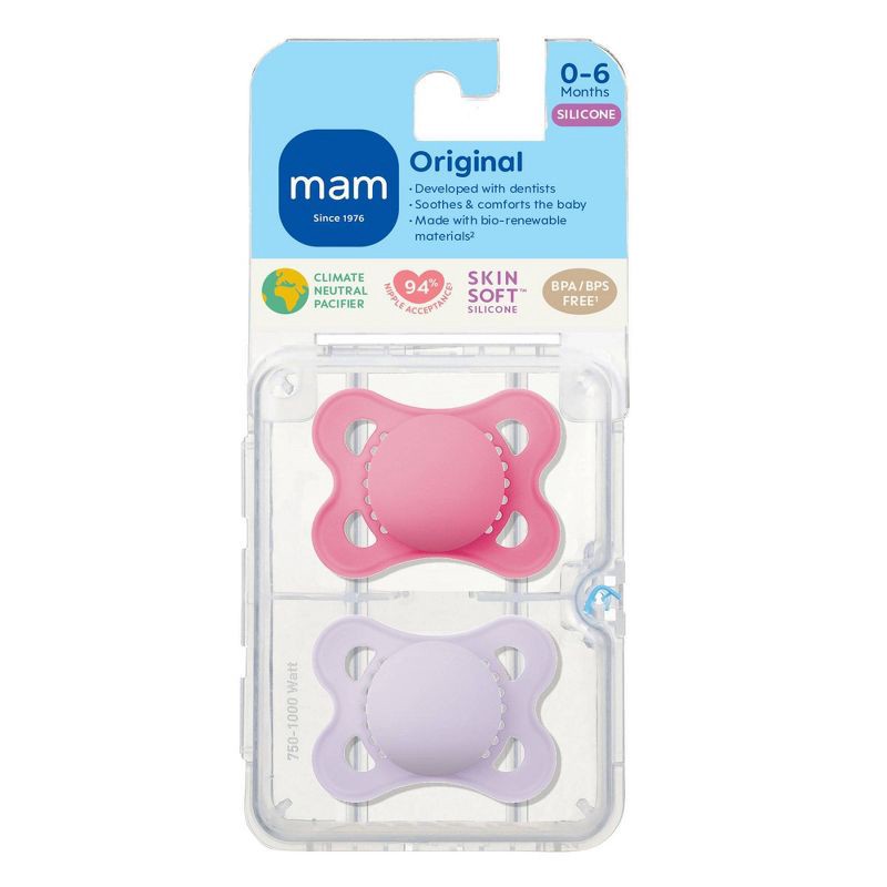 slide 2 of 9, MAM Matte Original Unprinted Pacifier 0-6m - Girl - 2pc, 2 ct