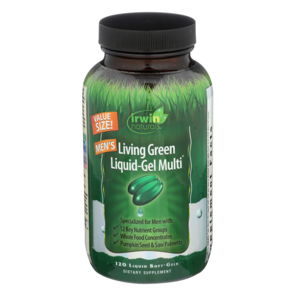 slide 1 of 1, Irwin Naturals Men's Living Green Liquid-Gel Multi Soft-Gels, 1 ct