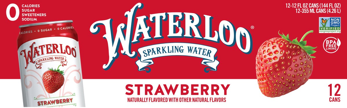 slide 2 of 2, Waterloo Strawberry Sparkling Water, 12 fl oz