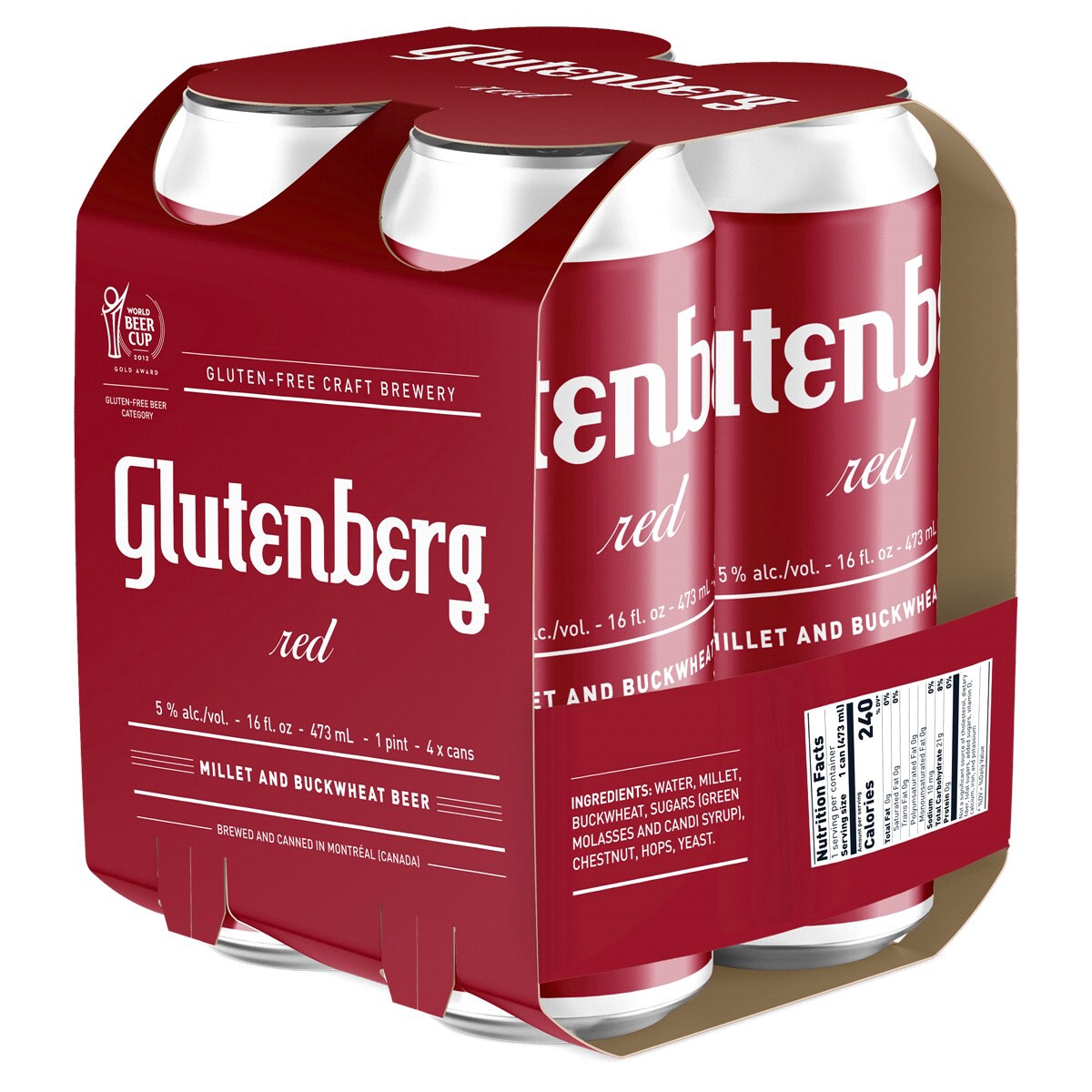 slide 2 of 2, Glutenberg Red, Millet & Buckwheat Beer, 4 ct; 16 oz