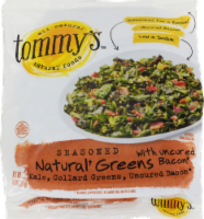 slide 1 of 1, Tommy's Superfoods Seasoned Natural Greens With Uncured Bacon, 10 oz