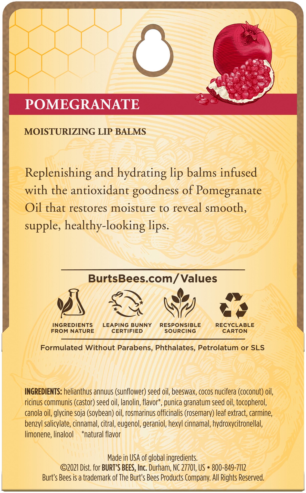 slide 3 of 5, Burt's Bees Moisturizing Pomegranate Lip Balms 2 - 0.15 oz ea, 2 ct