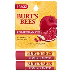 Burt's Bees 100% Natural Moisturizing Lip Balm, Pomegranate with Beeswax and Fruit Extracts - 2 Tubes