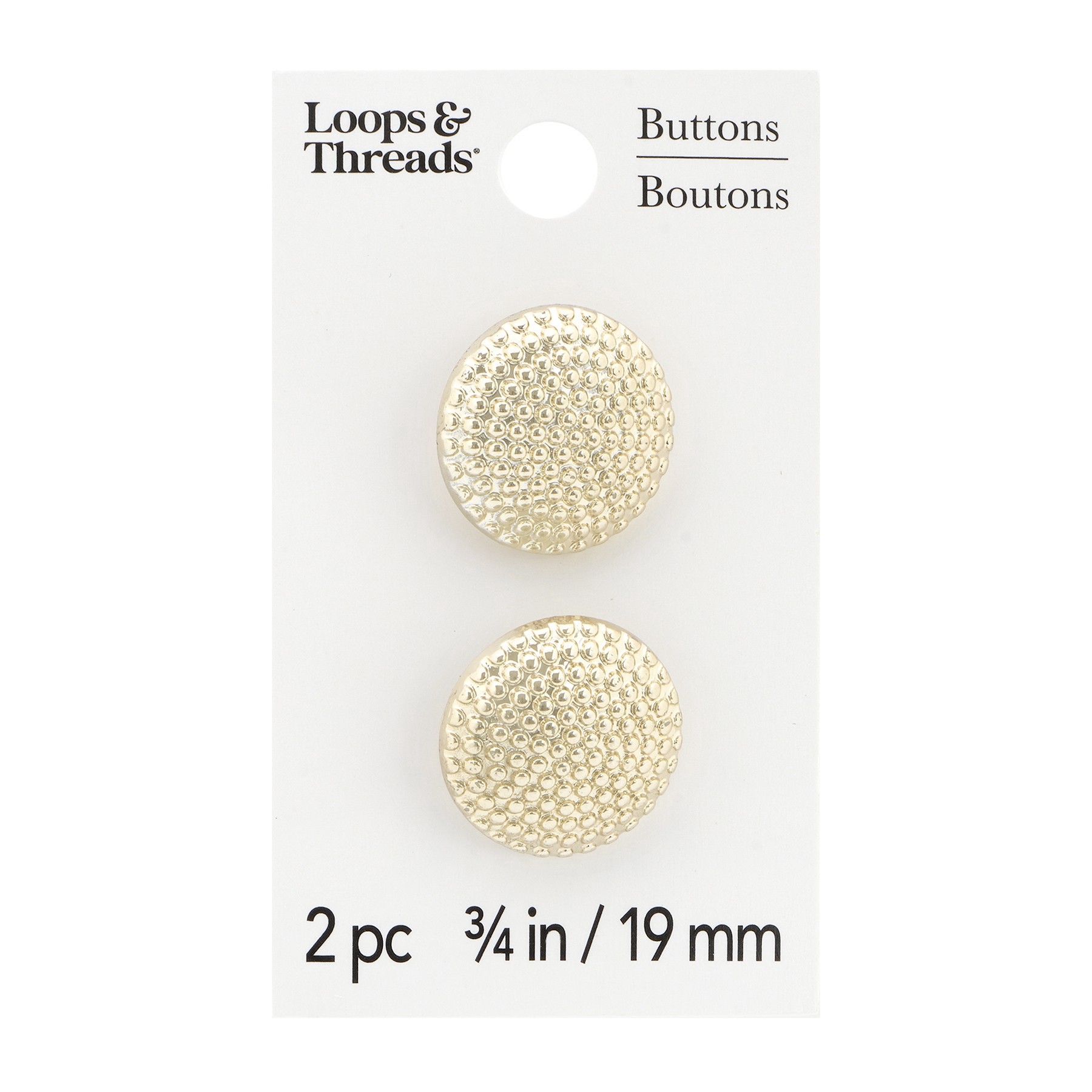 slide 2 of 2, 3/4" Gold Buttons, 2ct. By Loops & Threads, 2 ct