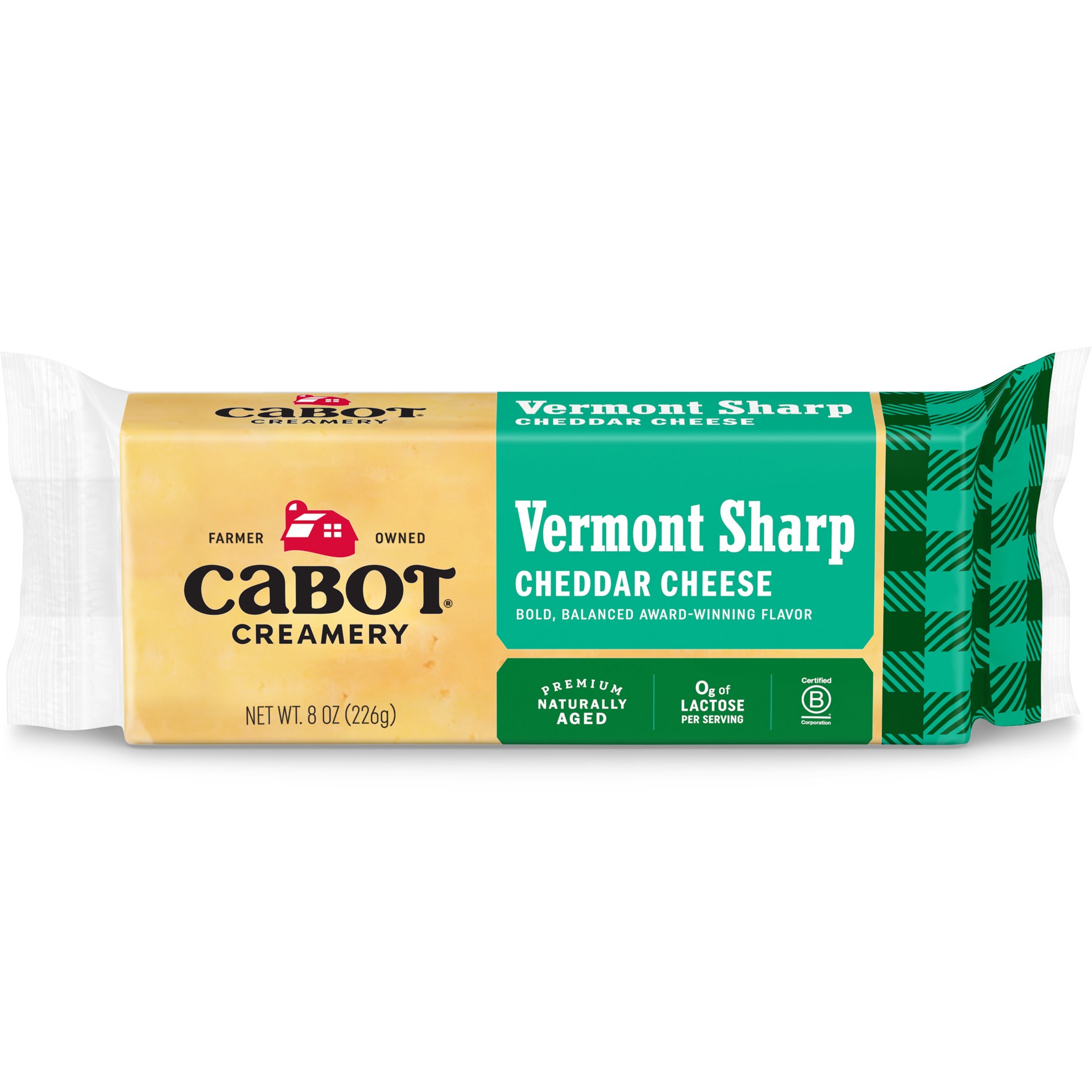 slide 1 of 10, Cabot Creamery Bar Vermont Sharp Yellow Cheddar Cheese 8 oz (Refridgerated Vacuum Pack), 8 oz