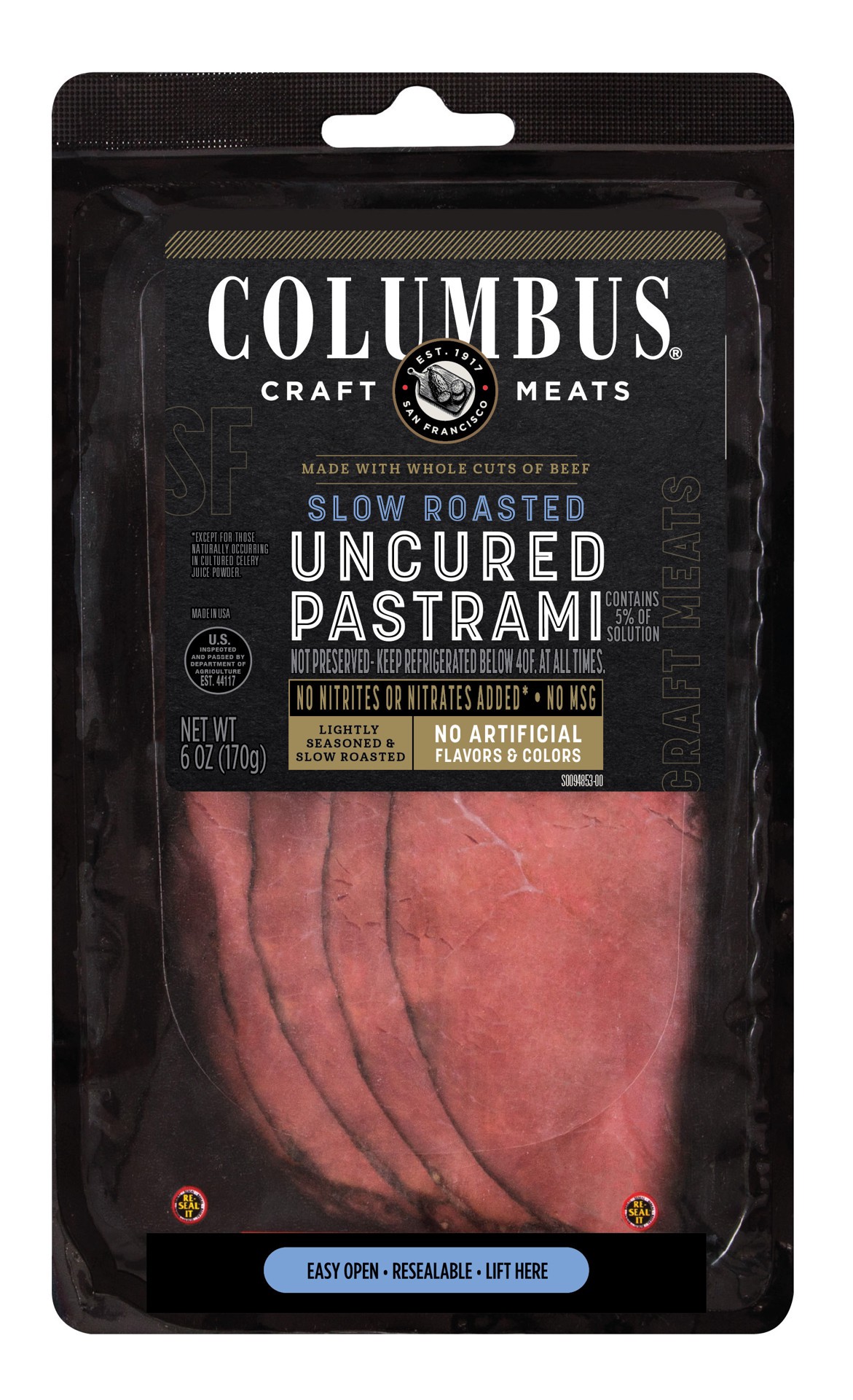 slide 1 of 1, Columbus Pastrami Conventional, 6 oz