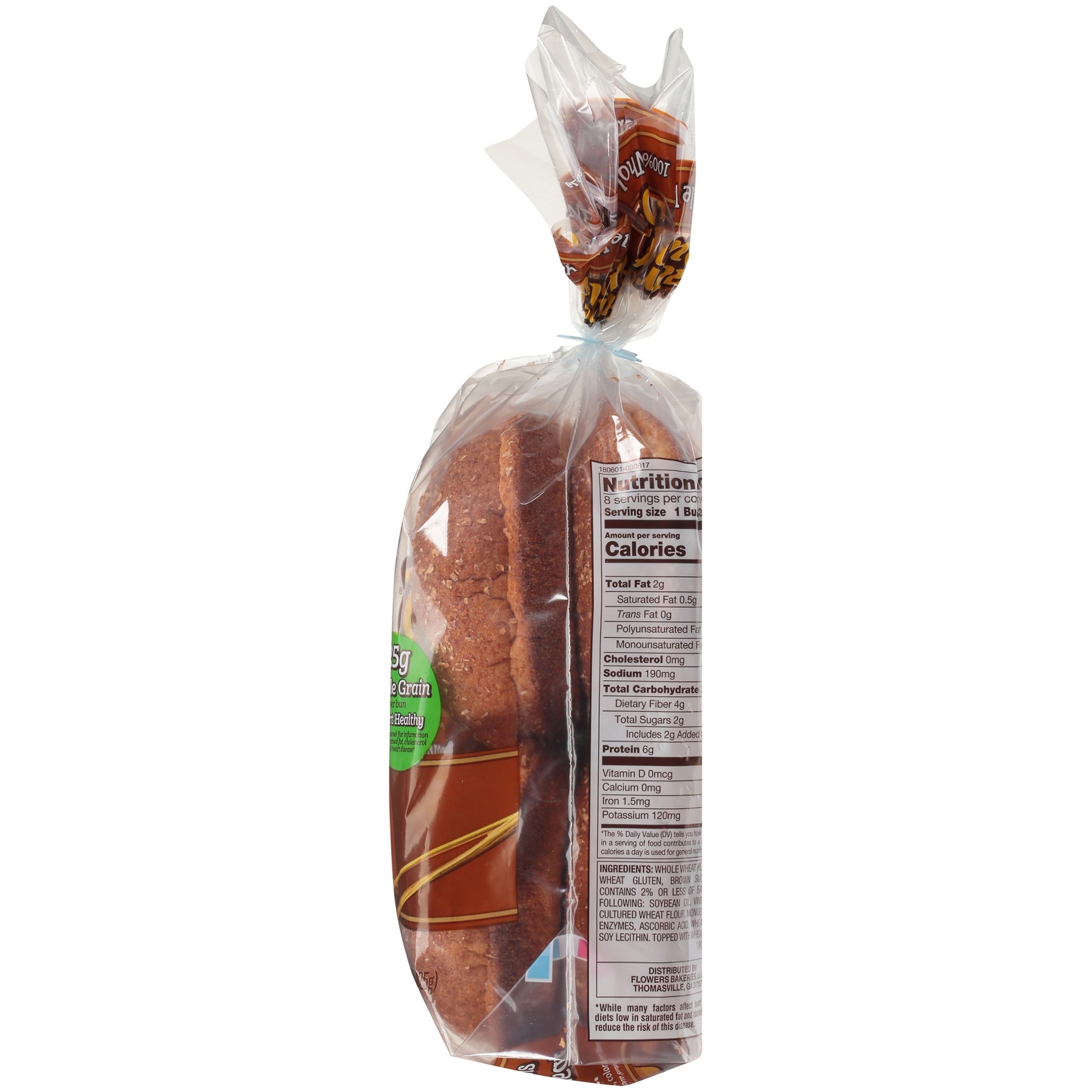 slide 8 of 8, Nature's Own 100% Whole Wheat Hamburger Buns, Sandwich Buns, 8 Count, 8 ct