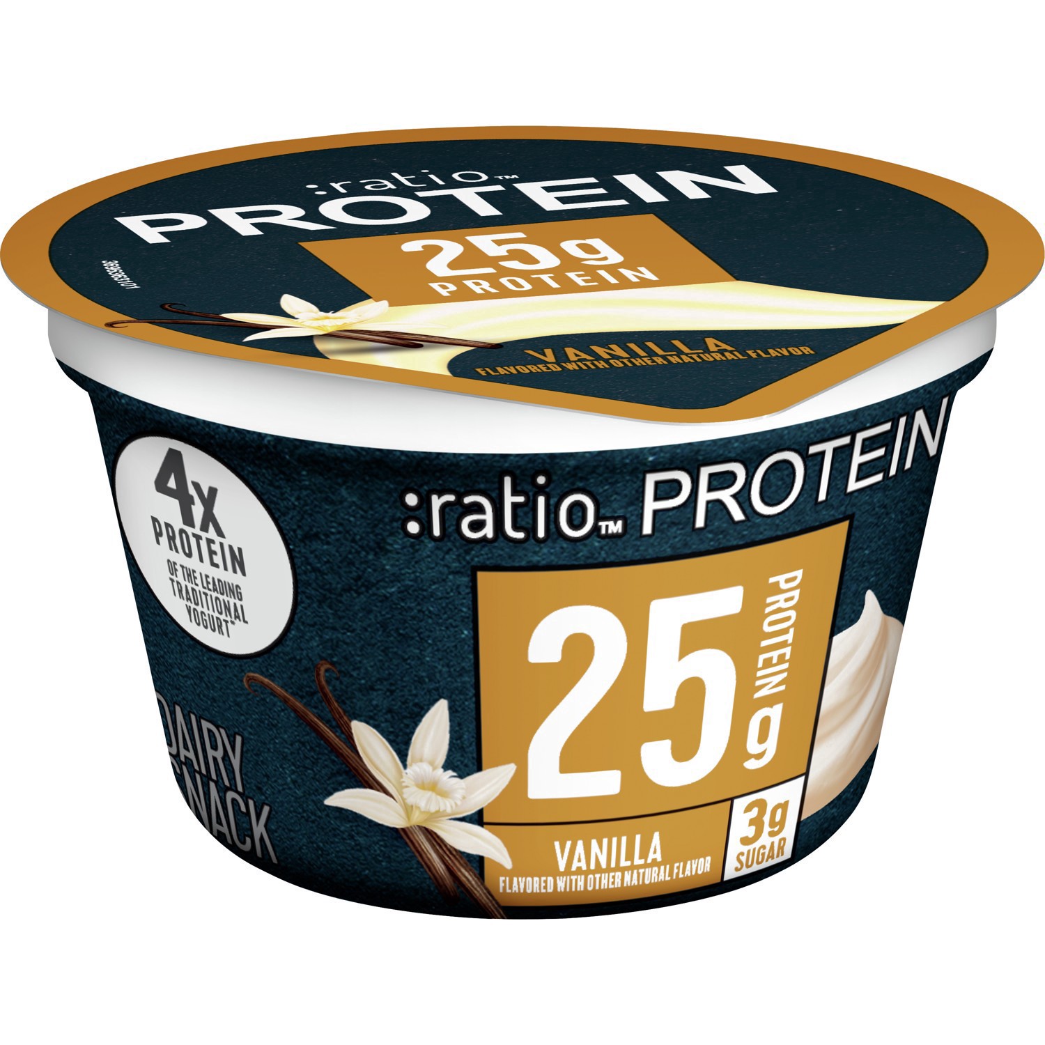 slide 13 of 62, :ratio Yogurt Protein Cultured Dairy Snack, Vanilla, 25g Protein, 5.3 OZ, 5.3 oz