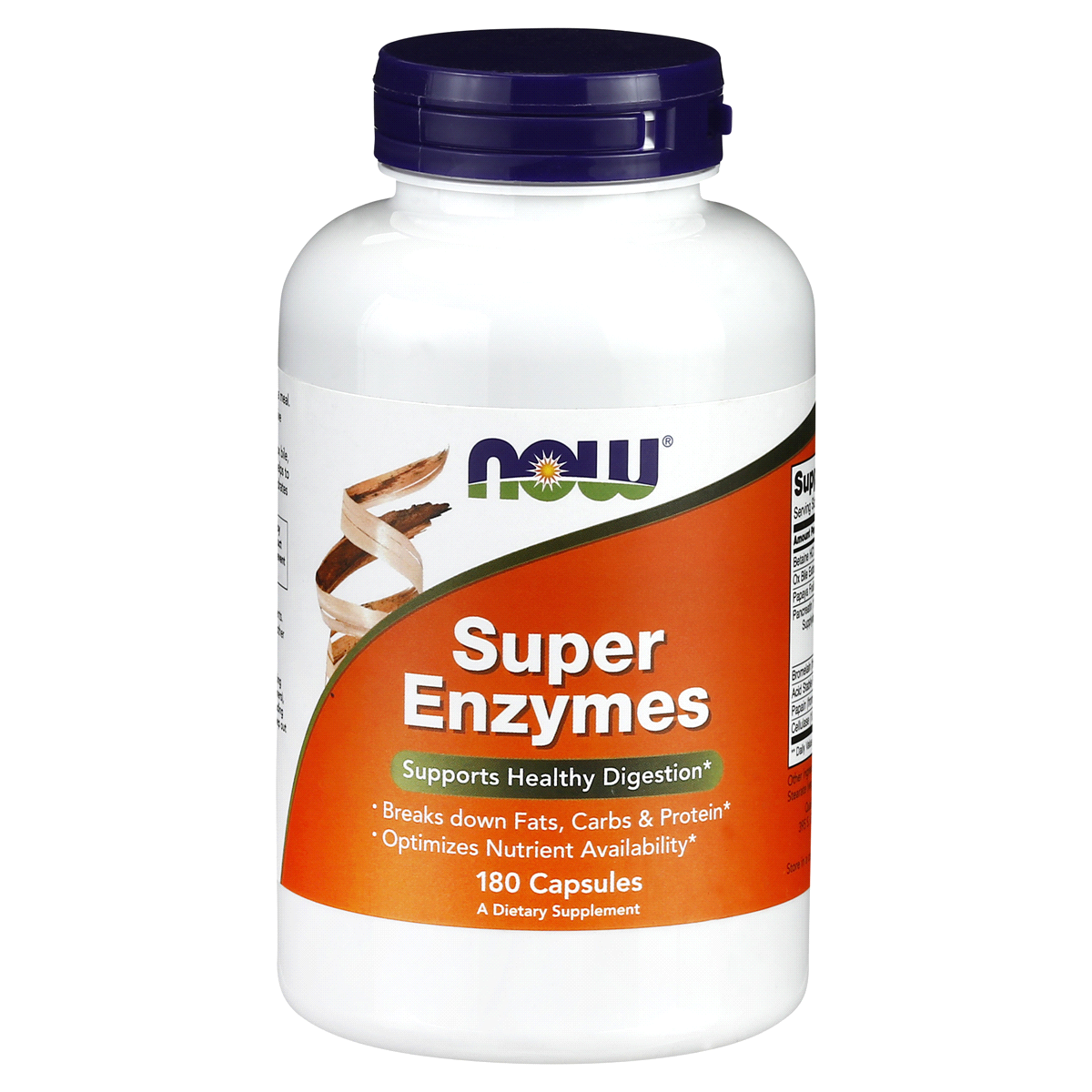 slide 1 of 4, NOW Supplements, Super Enzymes, Formulated with Bromelain, Ox Bile, Pancreatin and Papain, Super Enzymes,180 Capsules, 180 ct