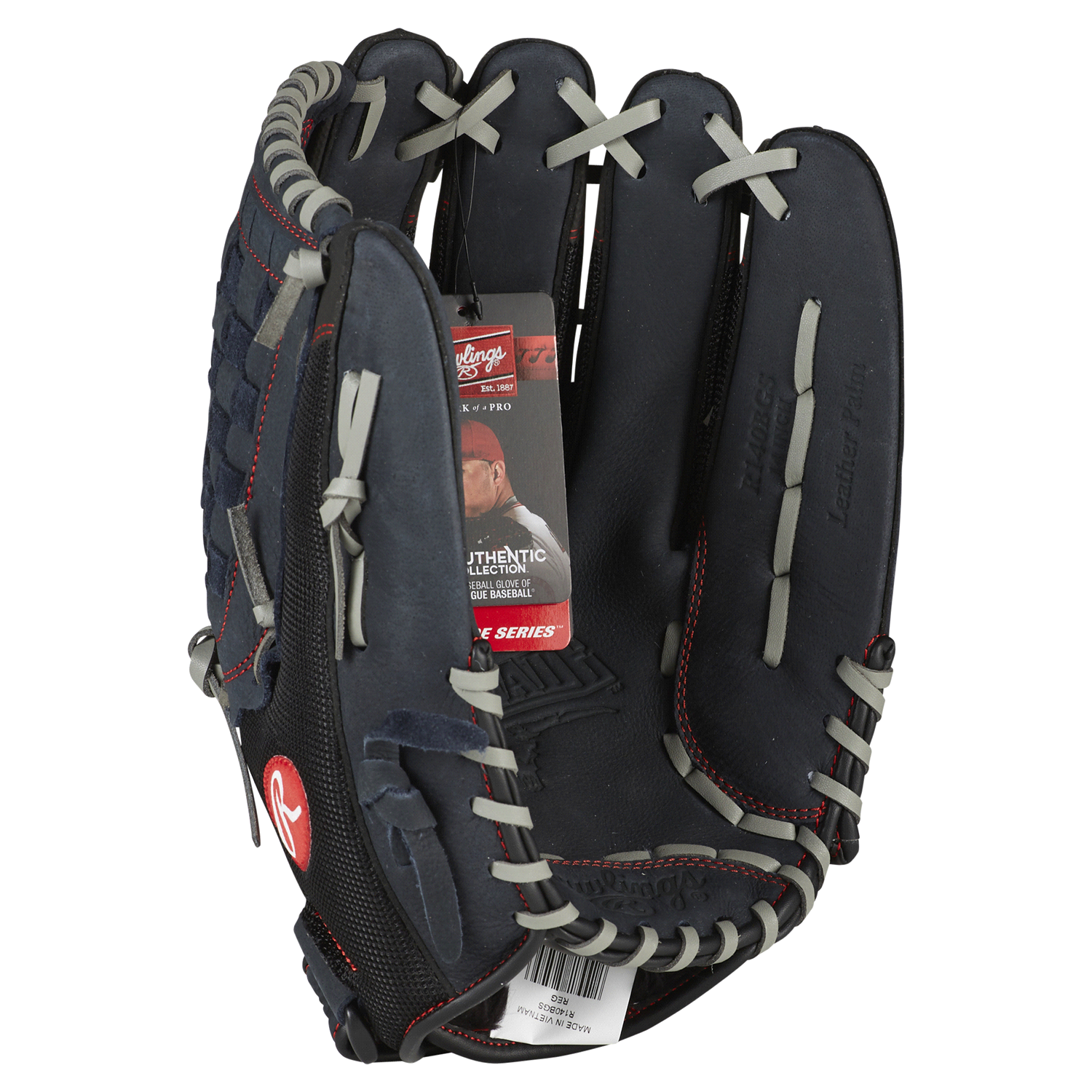 slide 4 of 5, Rawlings Renegade Softball Pattern Glove, RHT, Charcoal, 14'', 14 in