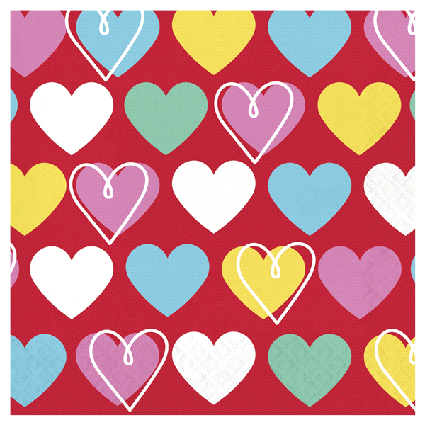 slide 1 of 1, Creative Converting Colorful Hearts Lunch Napkin, 1 ct