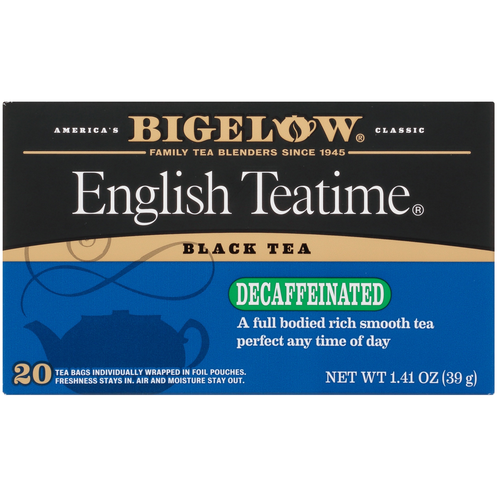 slide 5 of 7, Bigelow Black Tea, Decaffeinated, English Teatime, Tea Bags, 20 ct