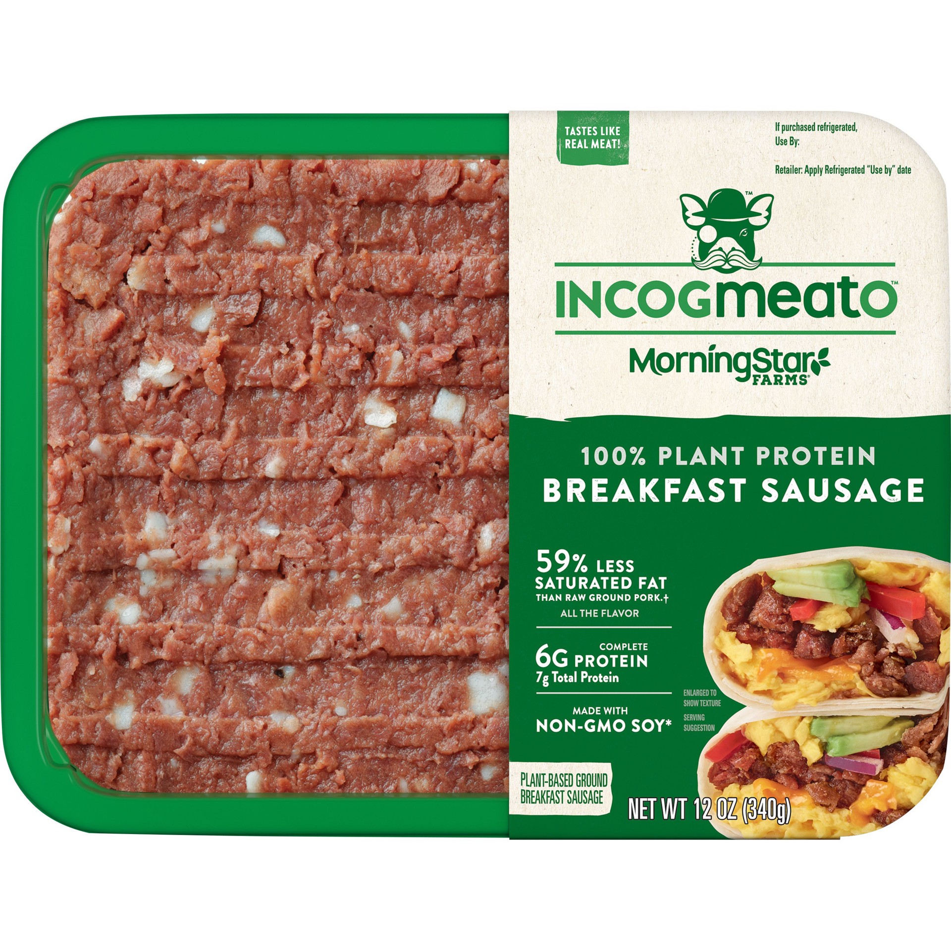 slide 4 of 4, MorningStar Farms Incogmeato Plant-Based Breakfast Sausage, Vegan, Original, 12 oz