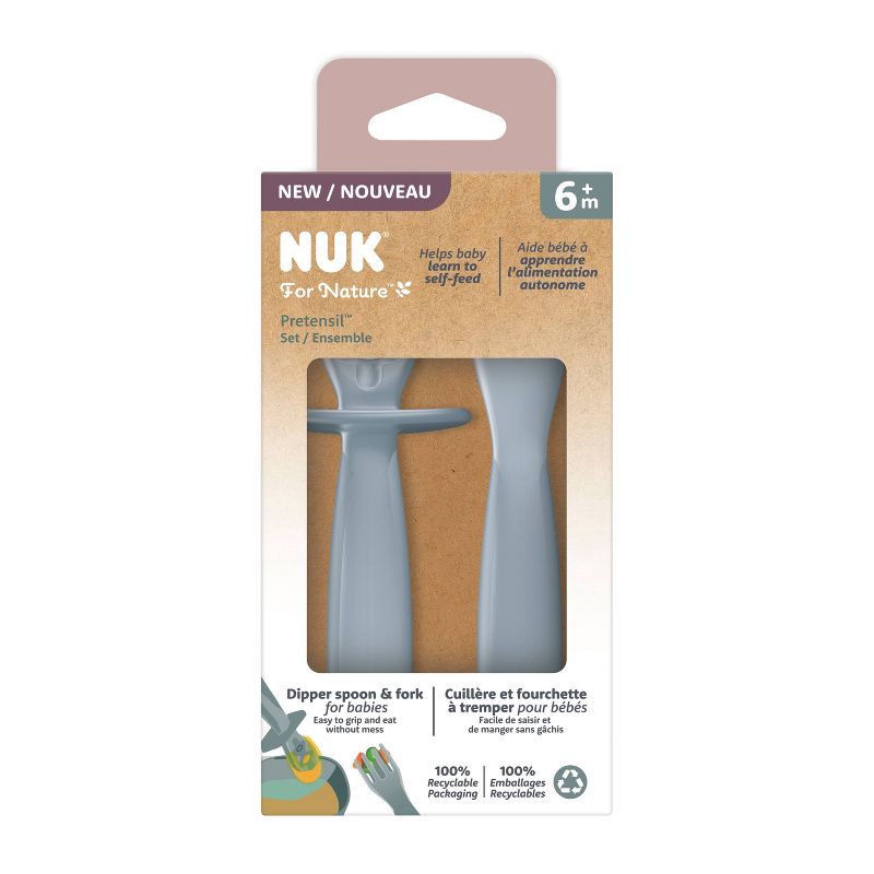 slide 2 of 6, NUK for Nature Pretensil Dipper Spoon and Fork Set - 2pk, 2 ct