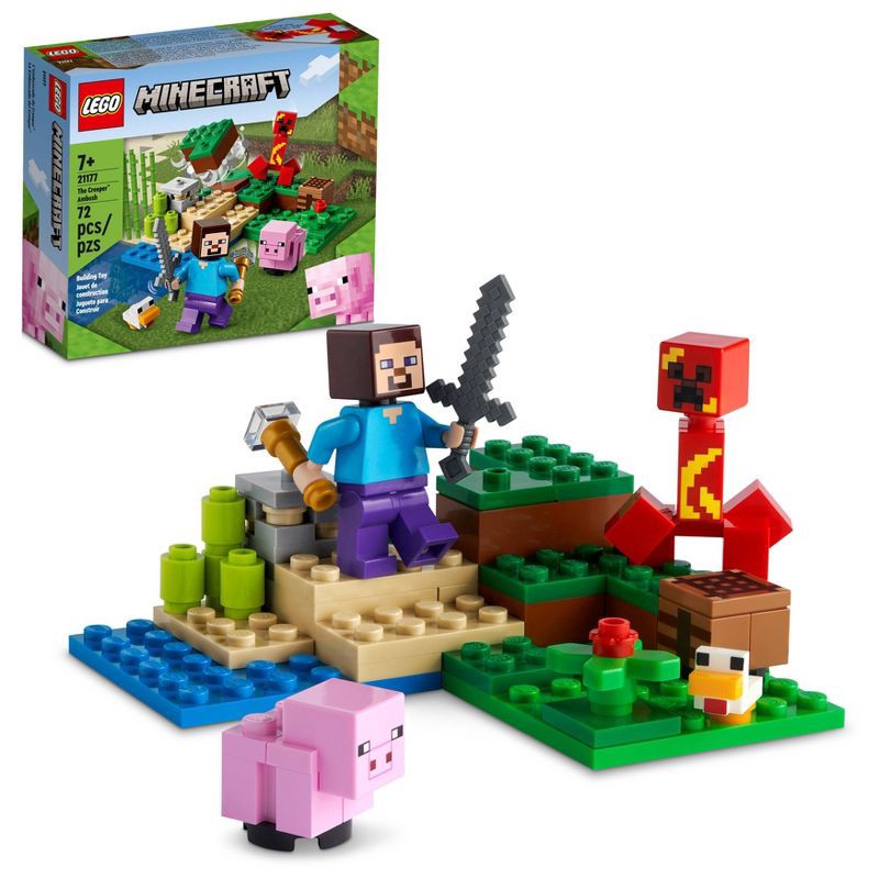 slide 1 of 1, LEGO Minecraft The Creeper Ambush with Pig Figures Set 21177, 1 ct