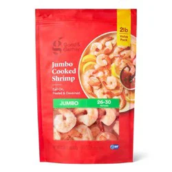 Jumbo Tail-On, Peeled, Deveined Cooked Shrimp - Frozen - 26-30ct/lb - 2lbs - Good & Gather™